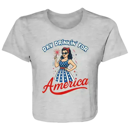 Day Drinkin' For America Patriotic Pin-Up Flowy Crop Top - Cady Creations
