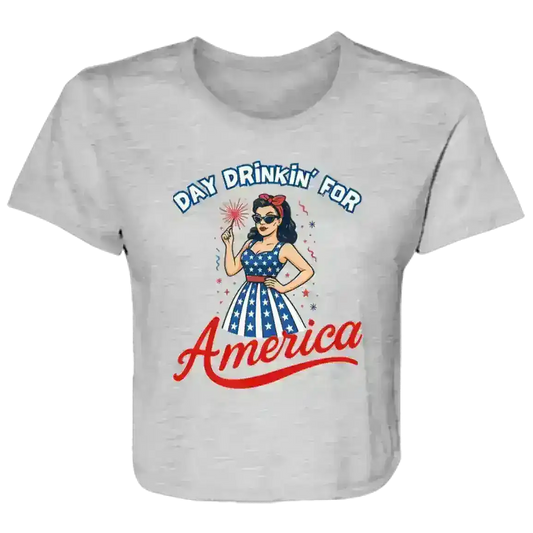 Day Drinkin' For America Patriotic Pin-Up Flowy Crop Top - Cady Creations
