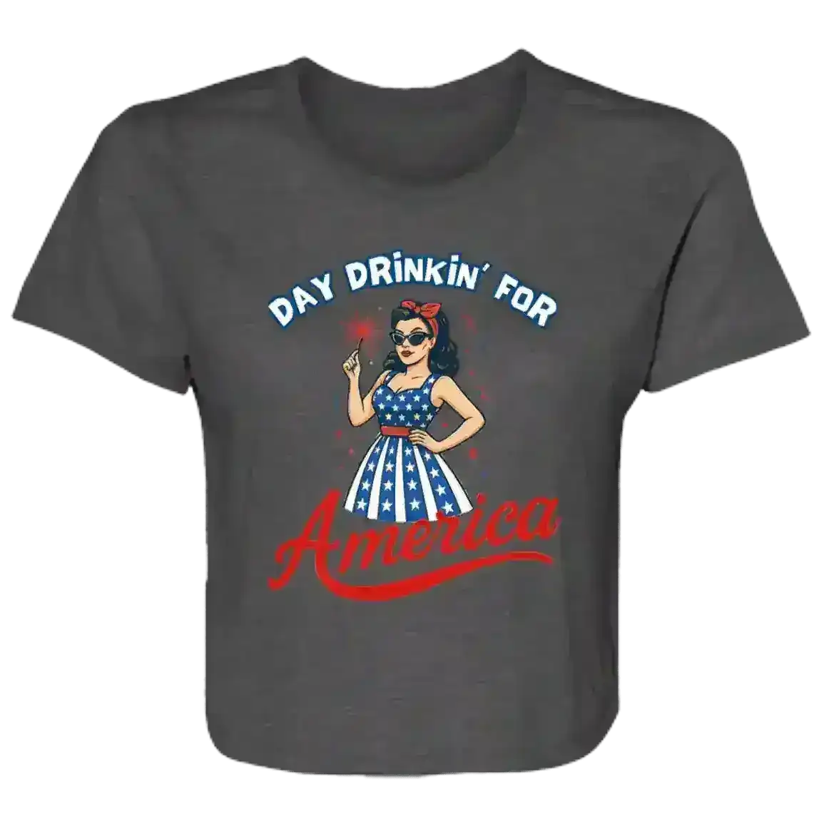 Day Drinkin' For America Patriotic Pin-Up Flowy Crop Top - Cady Creations