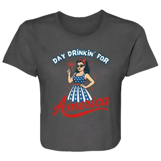 Day Drinkin' For America Patriotic Pin-Up Flowy Crop Top - Cady Creations