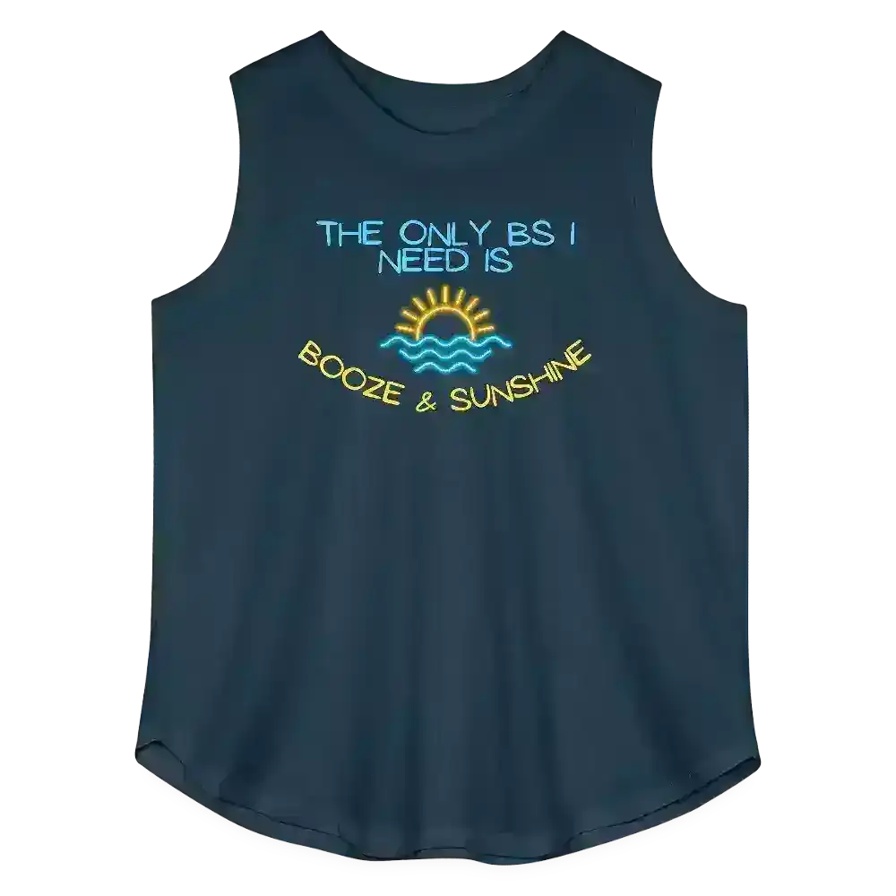 The Only BS I Need Is Booze & Sunshine Summer Drinking Humor Women's Curvy Relaxed Tank Top - Cady Creations