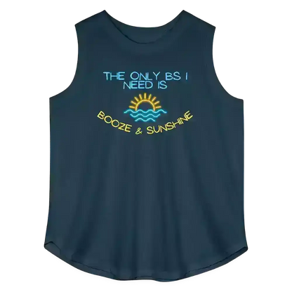 The Only BS I Need Is Booze & Sunshine Summer Drinking Humor Women's Curvy Relaxed Tank Top - Cady Creations
