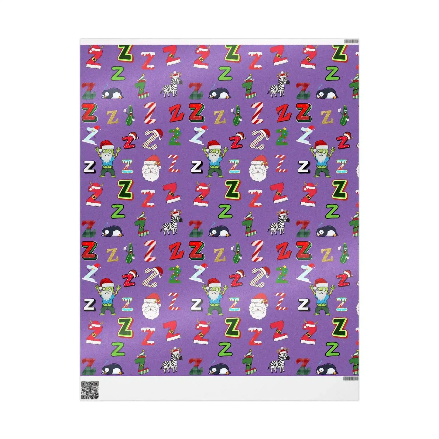 "Z" Zombie Santa Christmas Wrapping Paper – Alphabet Gift Swap Collection