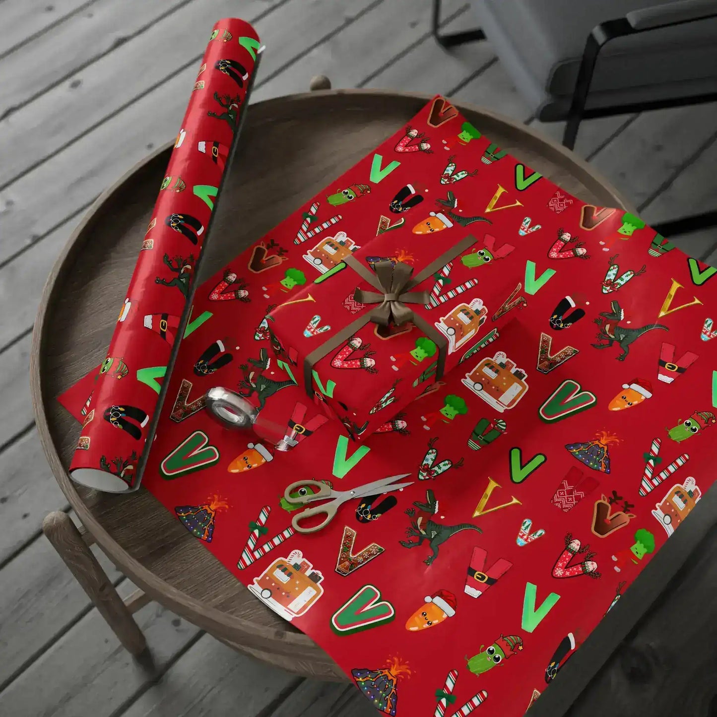 "V" Christmas Wrapping Paper – Alphabet Gift Swap Collection