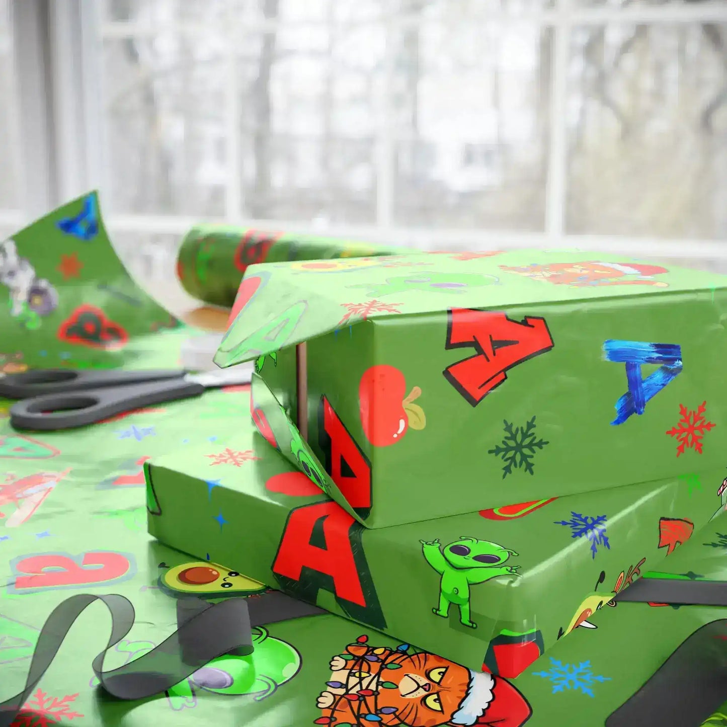 "A" Christmas Wrapping Paper – Alphabet Gift Swap Collection