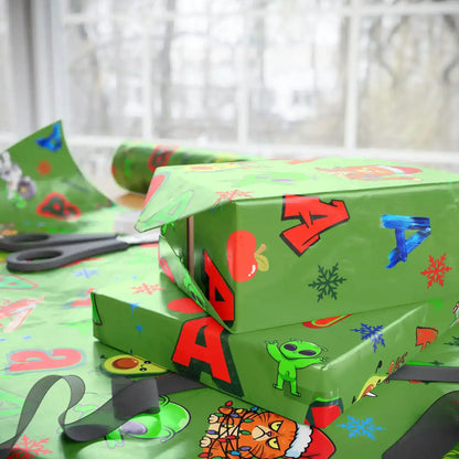 "A" Christmas Wrapping Paper – Alphabet Gift Swap Collection