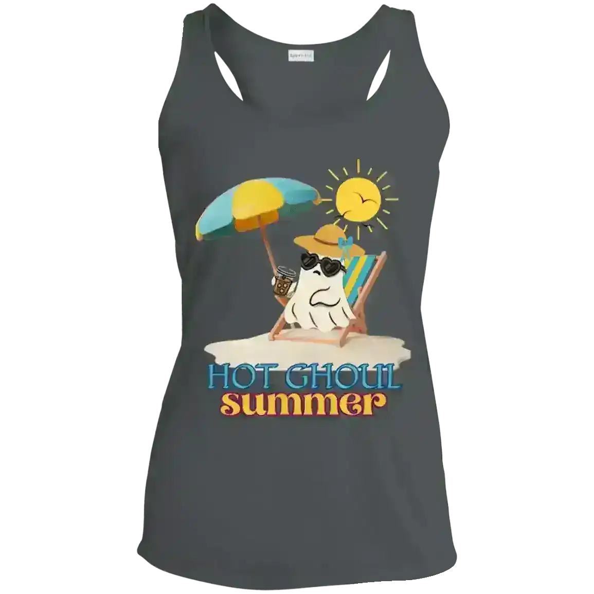 Hot Ghoul Summer Beach Ghost Humor Racerback Tank - Cady Creations