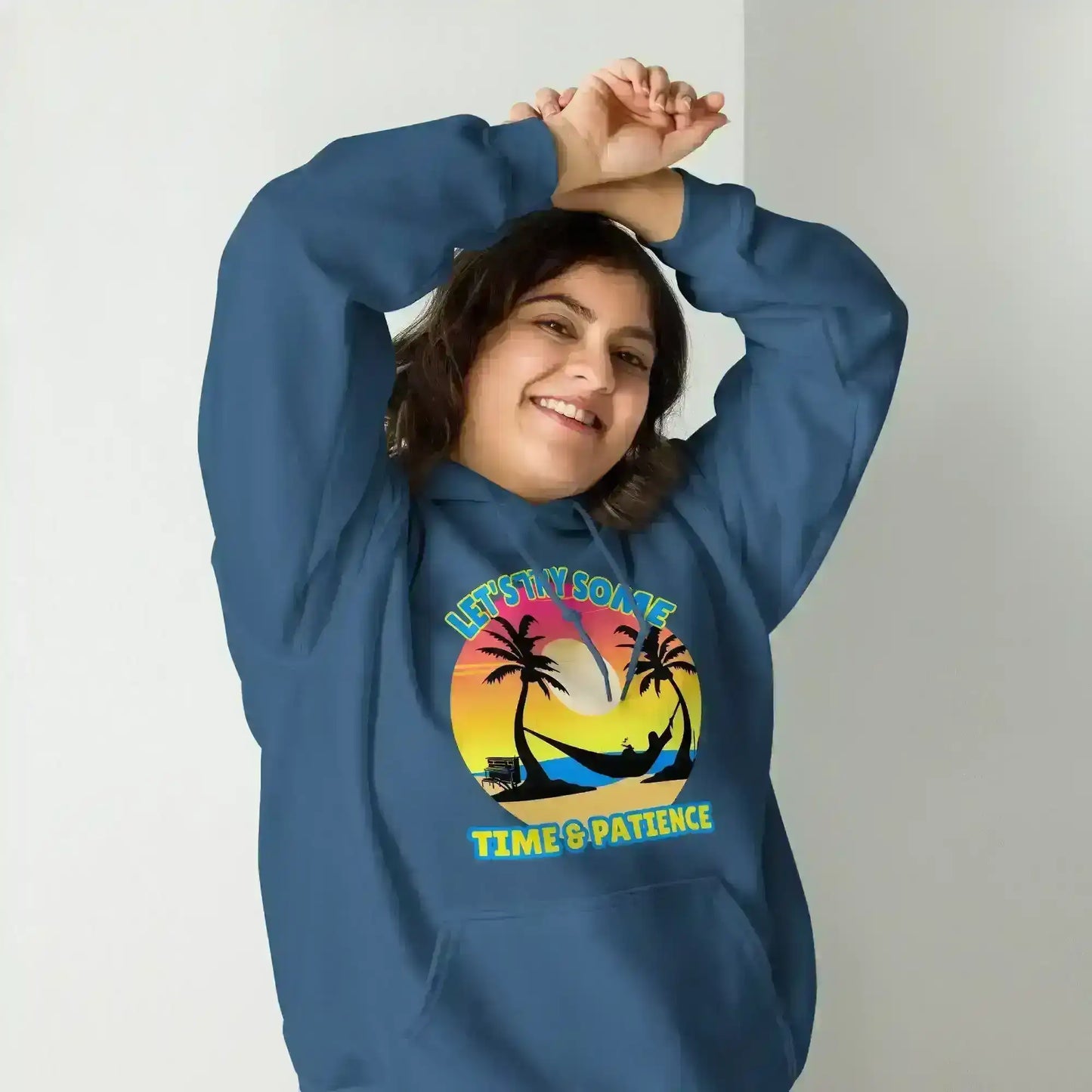 Let's Try Some Time & Patience Blue Vacation Andrew McMahon in the Wilderness Inspired Pullover Hoodie - Cady Creations