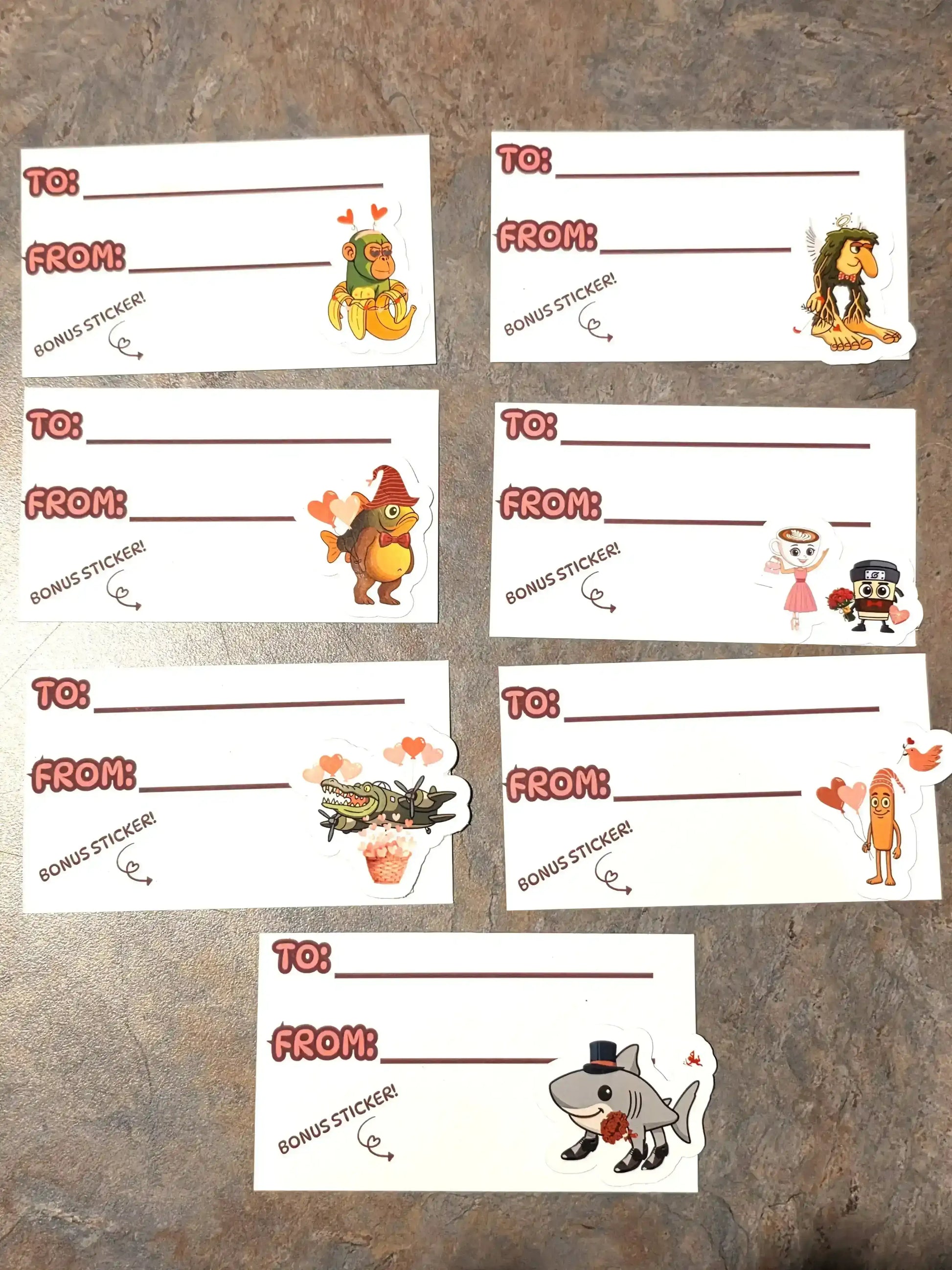  Brainrot Valentine Card Pack (35 Cards + Bonus Stickers!) - Cady Creations