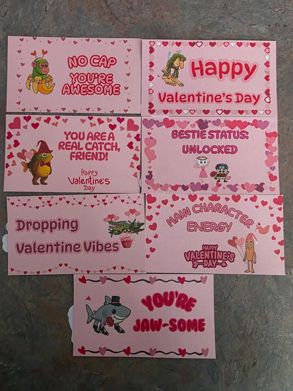  Brainrot Valentine Card Pack (35 Cards + Bonus Stickers!) - Cady Creations