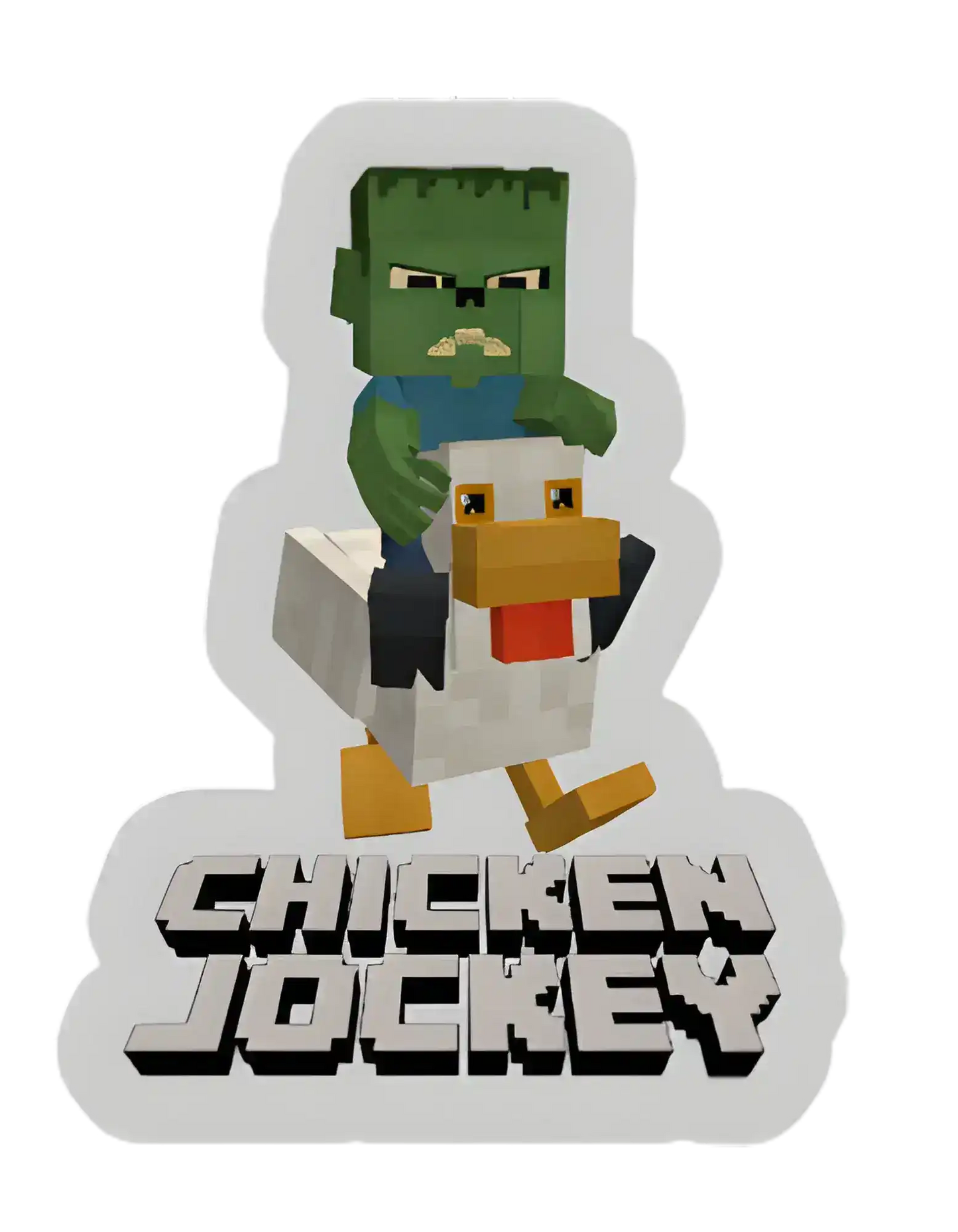 Chicken Jockey | Pixel Zombie Riding Chicken | Gamer Vinyl Sticker