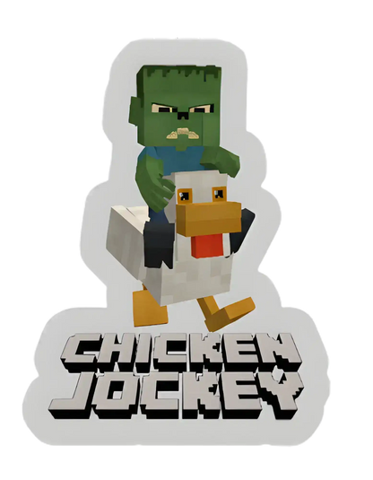 Chicken Jockey | Pixel Zombie Riding Chicken | Gamer Vinyl Sticker