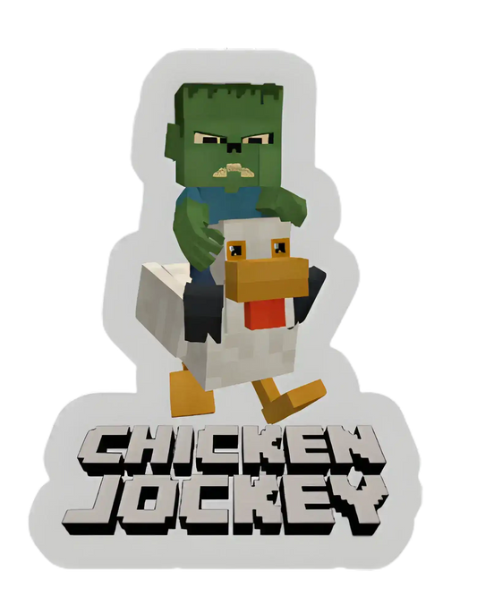 Chicken Jockey | Pixel Zombie Riding Chicken | Gamer Vinyl Sticker