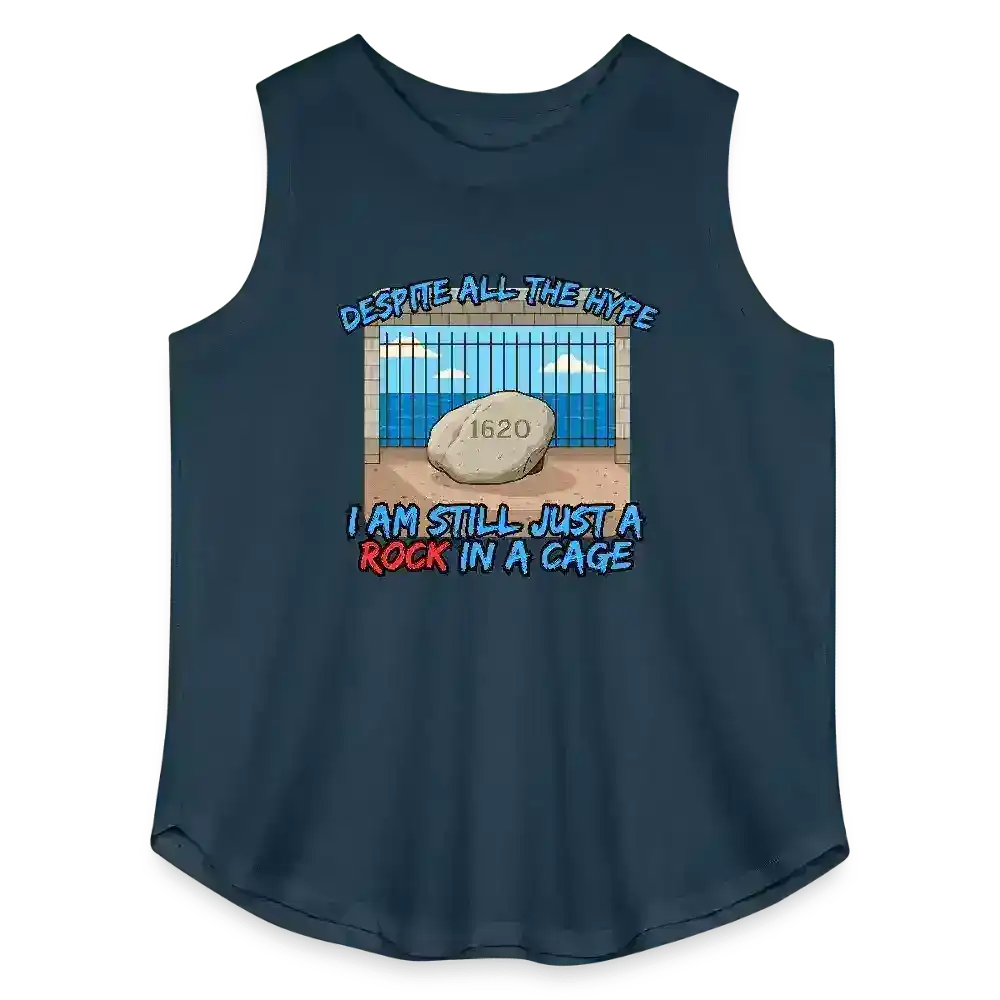 Despite All The Hype I Am Still Just A Rock In A Cage Plymouth Rock Humor Women's Curvy Relaxed Tank Top - Cady Creations