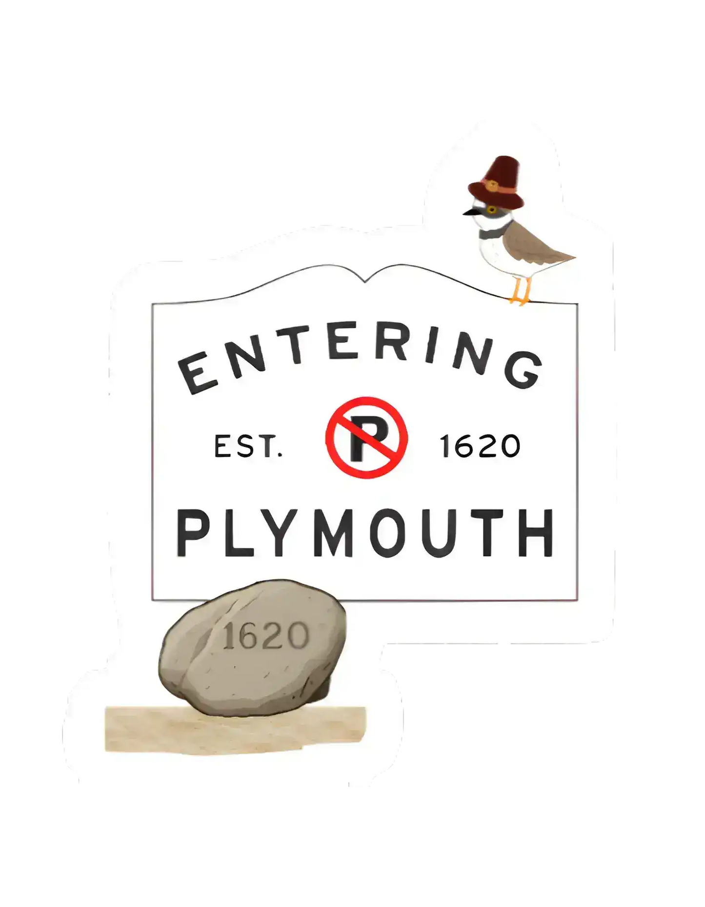 Entering Plymouth Vinyl Sticker | Funny Massachusetts Parking Humor