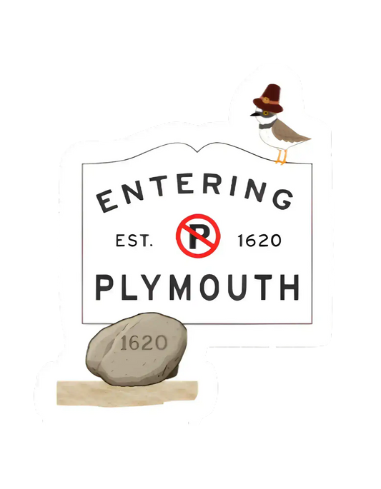 Entering Plymouth Vinyl Sticker | Funny Massachusetts Parking Humor