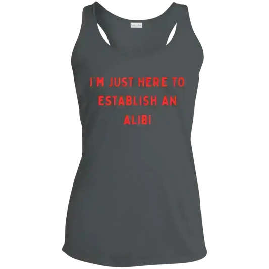 Establishing An Alibi - Racerback Tank - Cady Creations