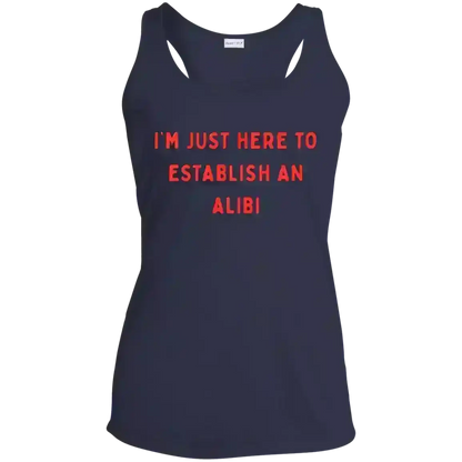 Establishing An Alibi - Racerback Tank - Cady Creations