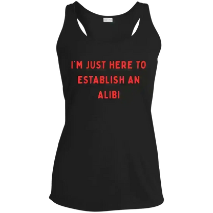 Establishing An Alibi - Racerback Tank - Cady Creations