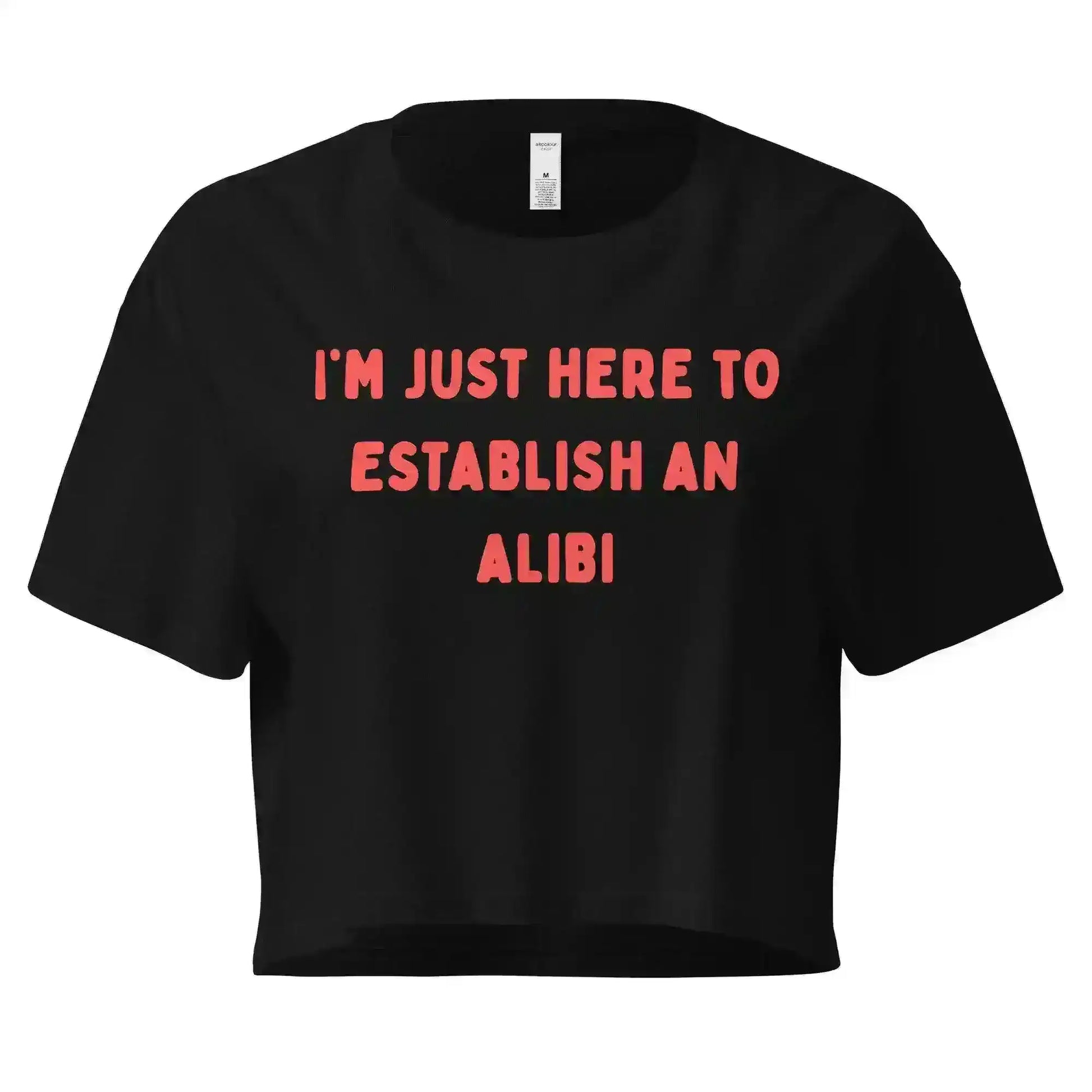 Establishing An Alibi True Crime Cropped Graphic Tee - Cady Creations