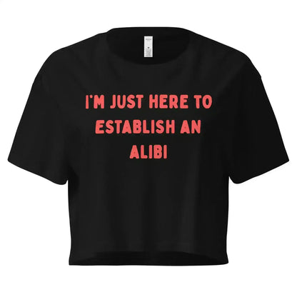 Establishing An Alibi True Crime Cropped Graphic Tee - Cady Creations