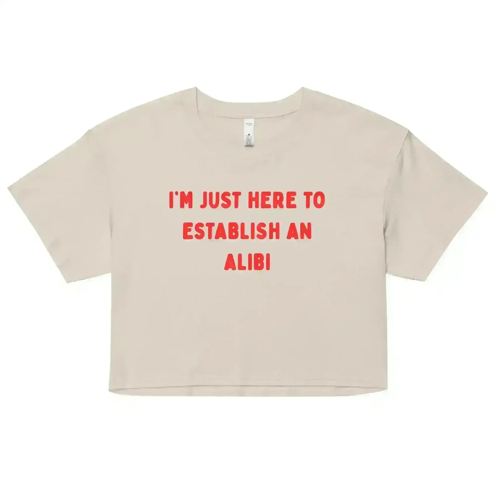 Establishing An Alibi True Crime Cropped Graphic Tee - Cady Creations