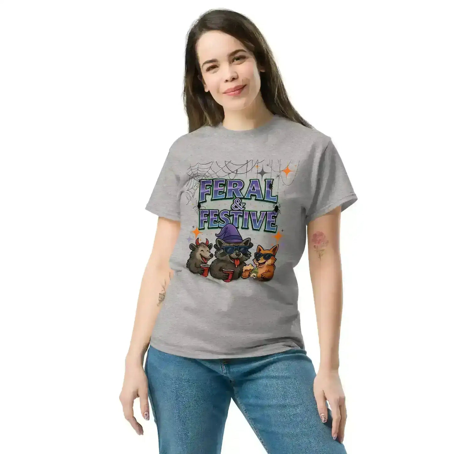 Feral & Festive Unisex Tee - Spooky Season Halloween Humor - Cady Creations