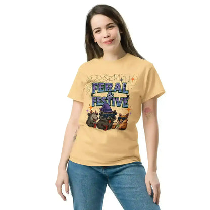 Feral & Festive Unisex Tee - Spooky Season Halloween Humor - Cady Creations