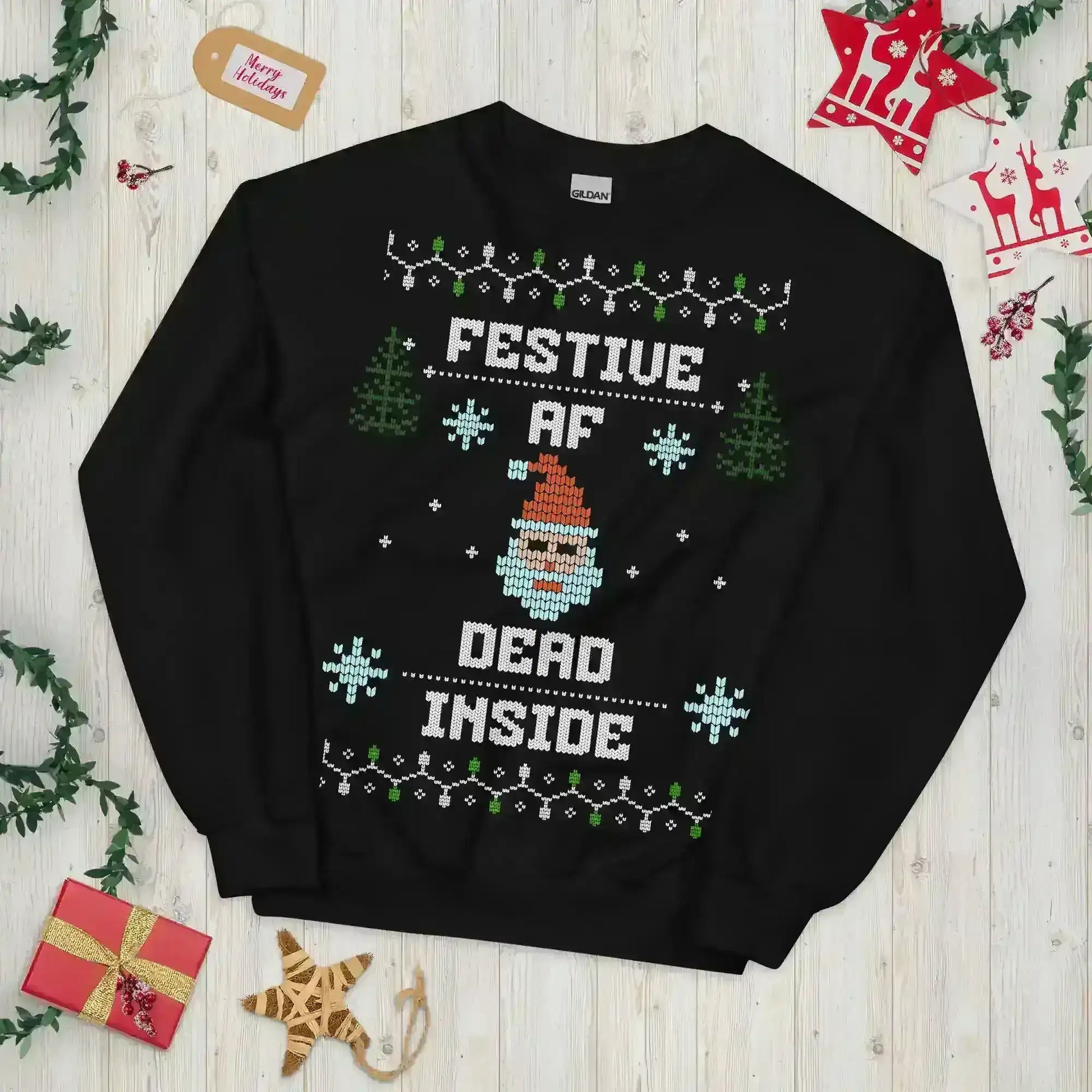 Festive AF Dead Inside Ugly Christmas Unisex Sweatshirt - Cady Creations
