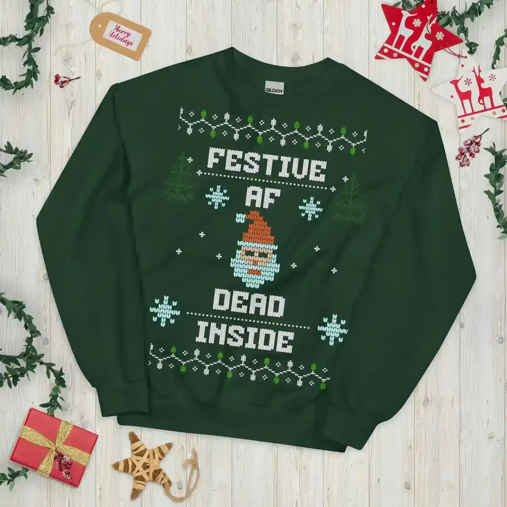 Festive AF Dead Inside Ugly Christmas Unisex Sweatshirt - Cady Creations