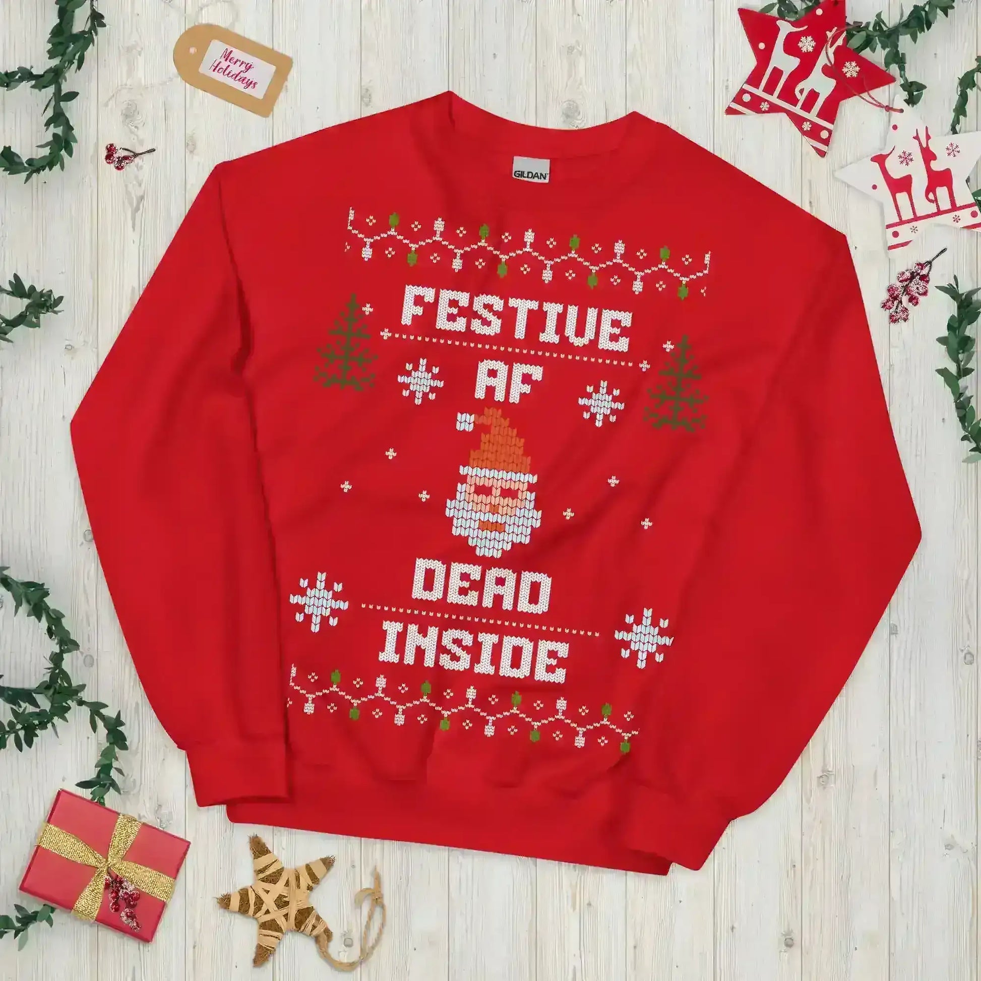 Festive AF Dead Inside Ugly Christmas Unisex Sweatshirt - Cady Creations