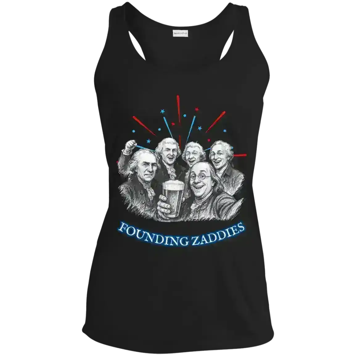 Founding Zaddies Patriotic Founding Fathers July 4th Humor Racerback Tank - Cady Creations
