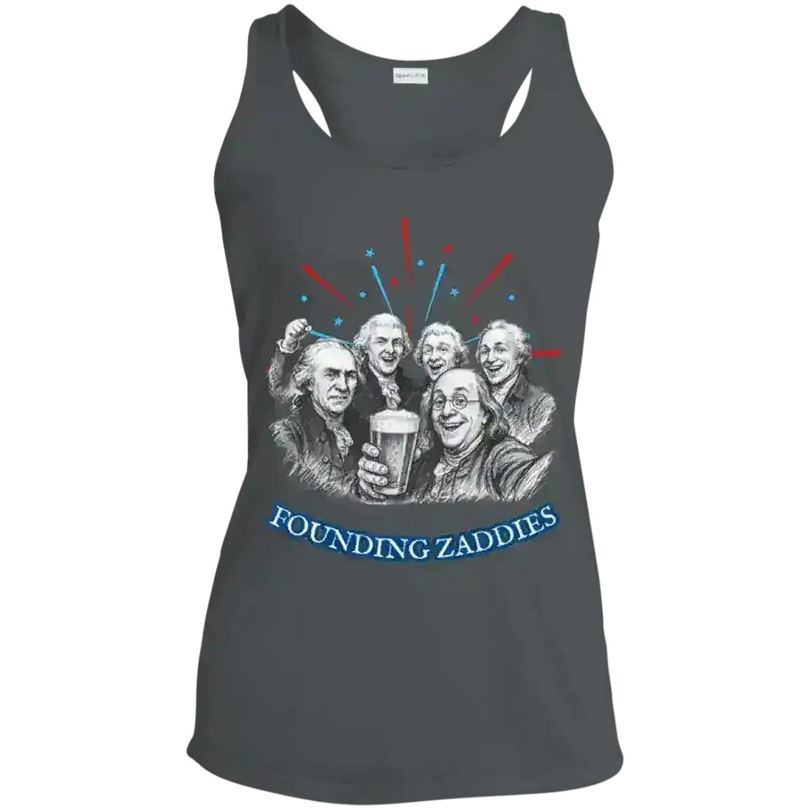 Founding Zaddies Patriotic Founding Fathers July 4th Humor Racerback Tank - Cady Creations