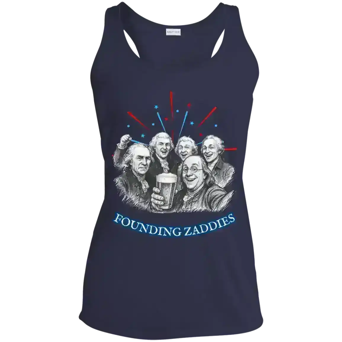 Founding Zaddies Patriotic Founding Fathers July 4th Humor Racerback Tank - Cady Creations