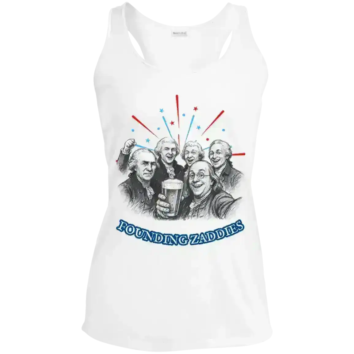 Founding Zaddies Patriotic Founding Fathers July 4th Humor Racerback Tank - Cady Creations