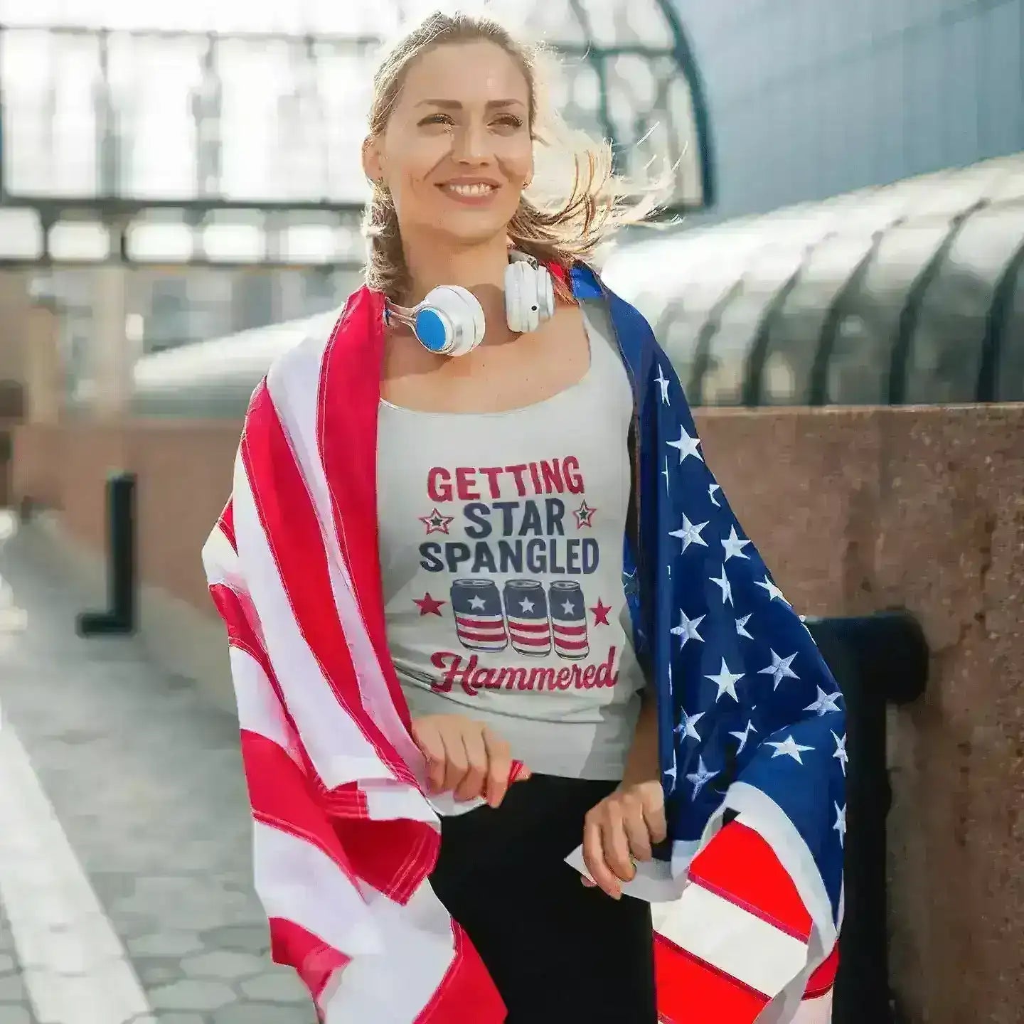 Getting Star Spangled Hammered 4th of July Racerback Tank - Cady Creations