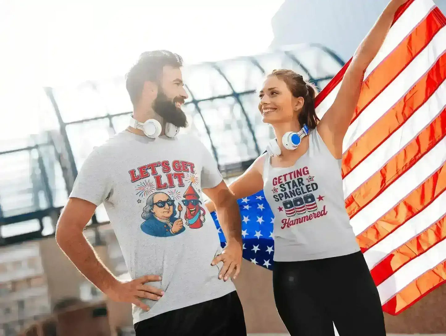 Getting Star Spangled Hammered - Racerback Tank - Cady Creations