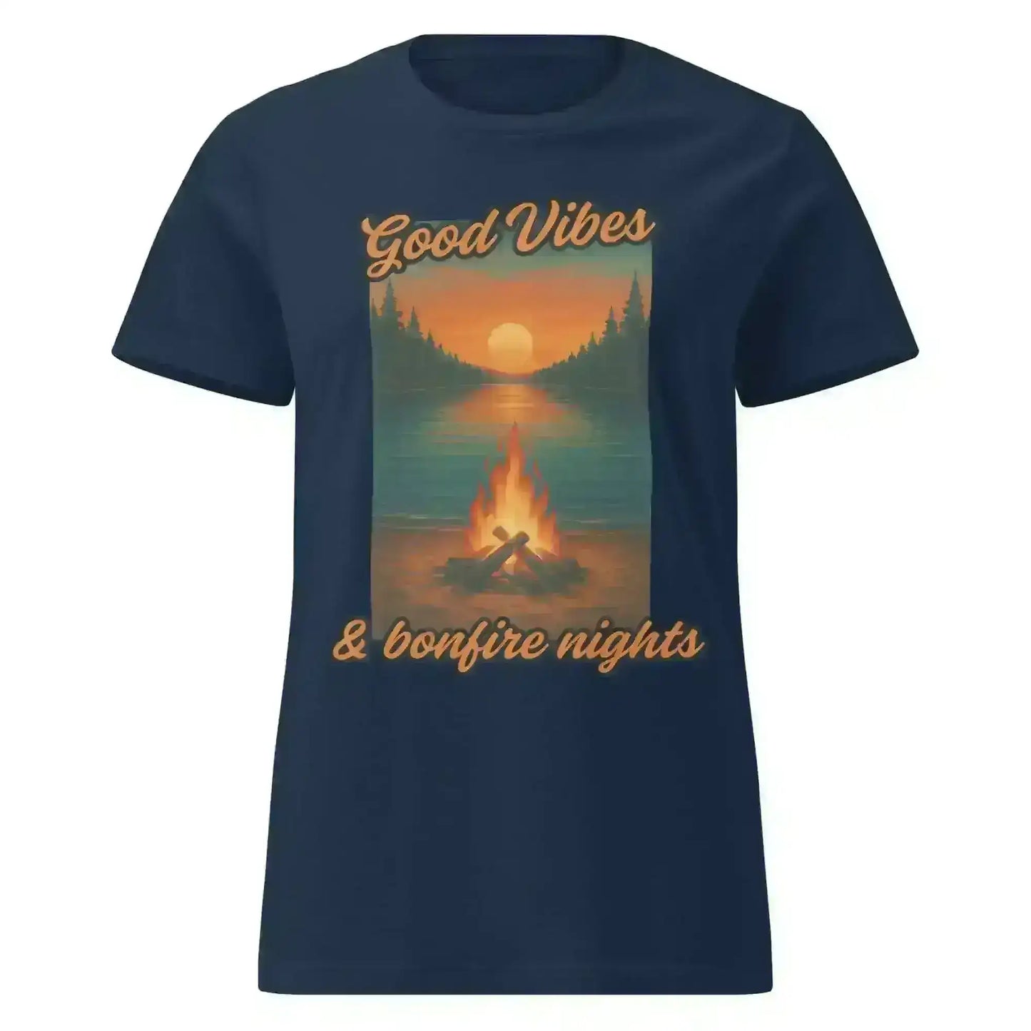 Good Vibes & Bonfire Nights - Fitted Tee - Cady Creations
