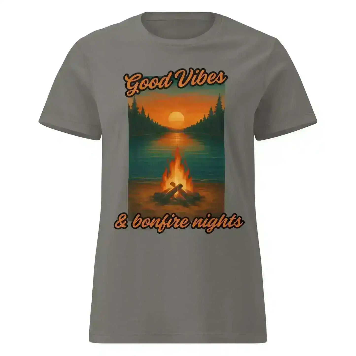 Good Vibes & Bonfire Nights - Fitted Tee - Cady Creations