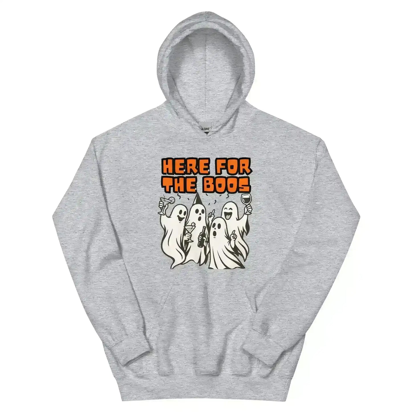Here For The Boos Pullover Hoodie - Halloween Drinking Humor - Cady Creations