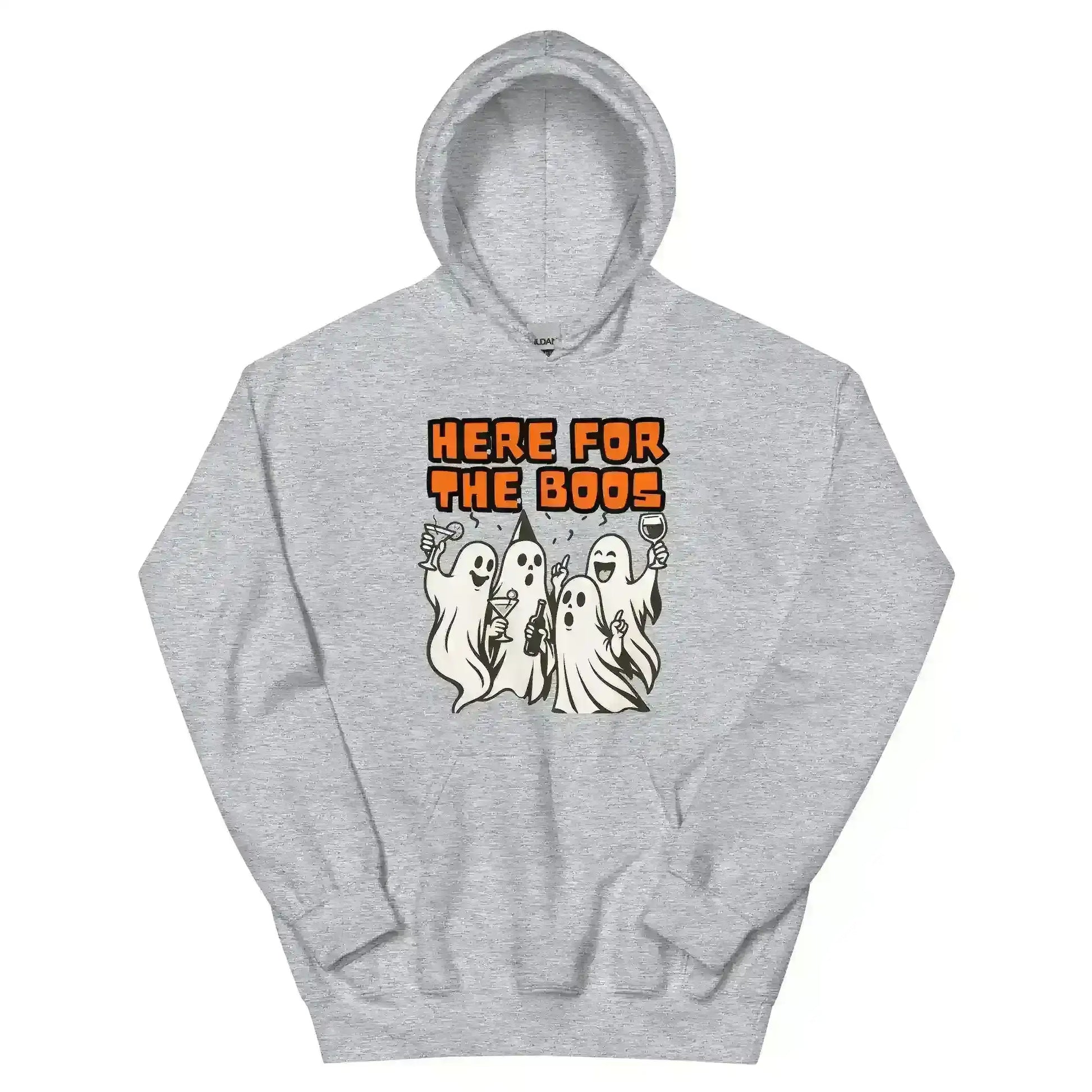 Here For The Boos Pullover Hoodie - Halloween Drinking Humor - Cady Creations