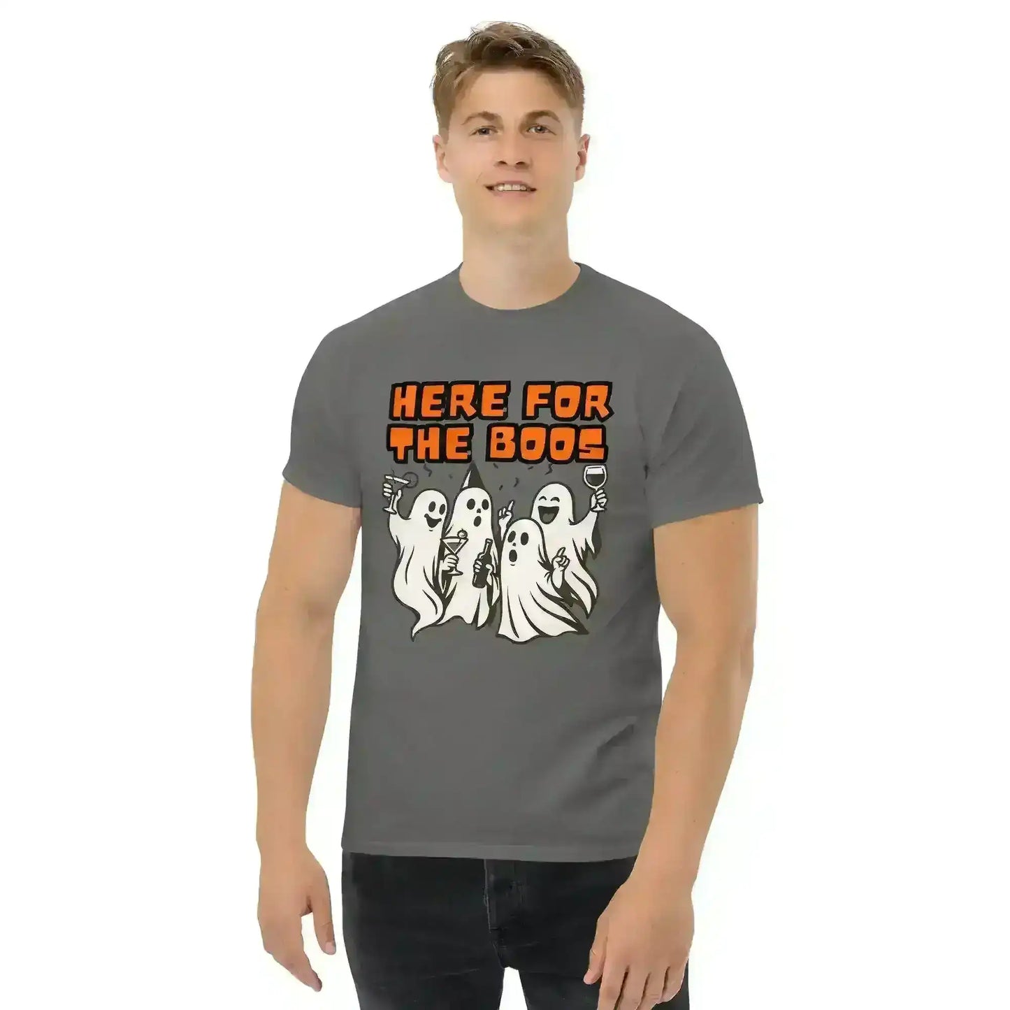 Here For The Boos Unisex Tee - Halloween Drinking Humor - Cady Creations