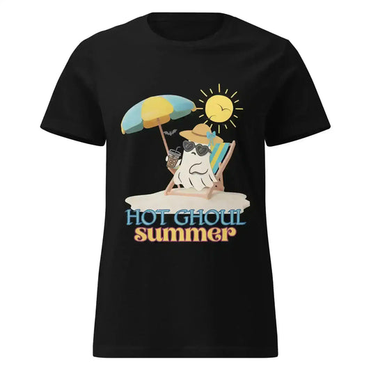 Hot Ghoul Summer Beach Ghost Humor Fitted Tee - Cady Creations