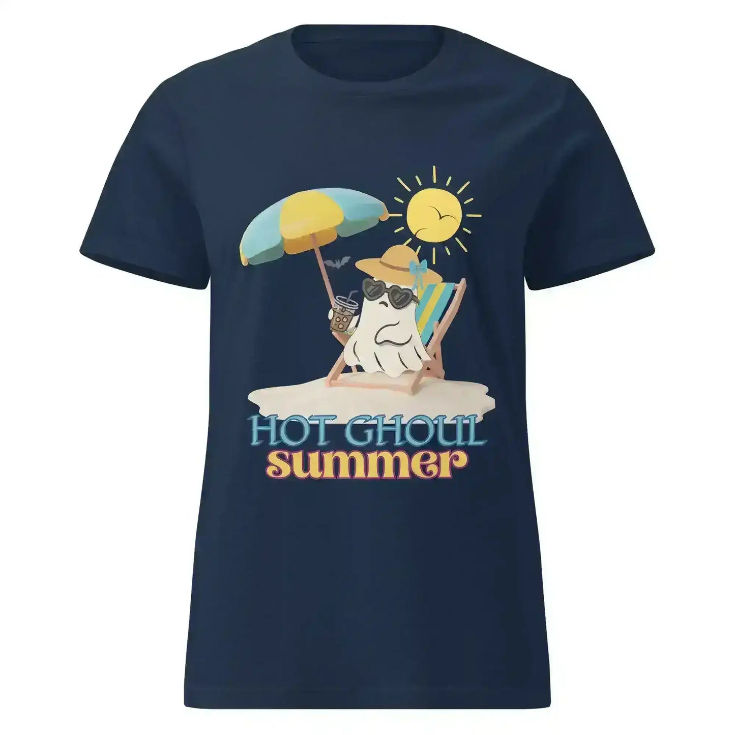 Hot Ghoul Summer Beach Ghost Humor Fitted Tee - Cady Creations