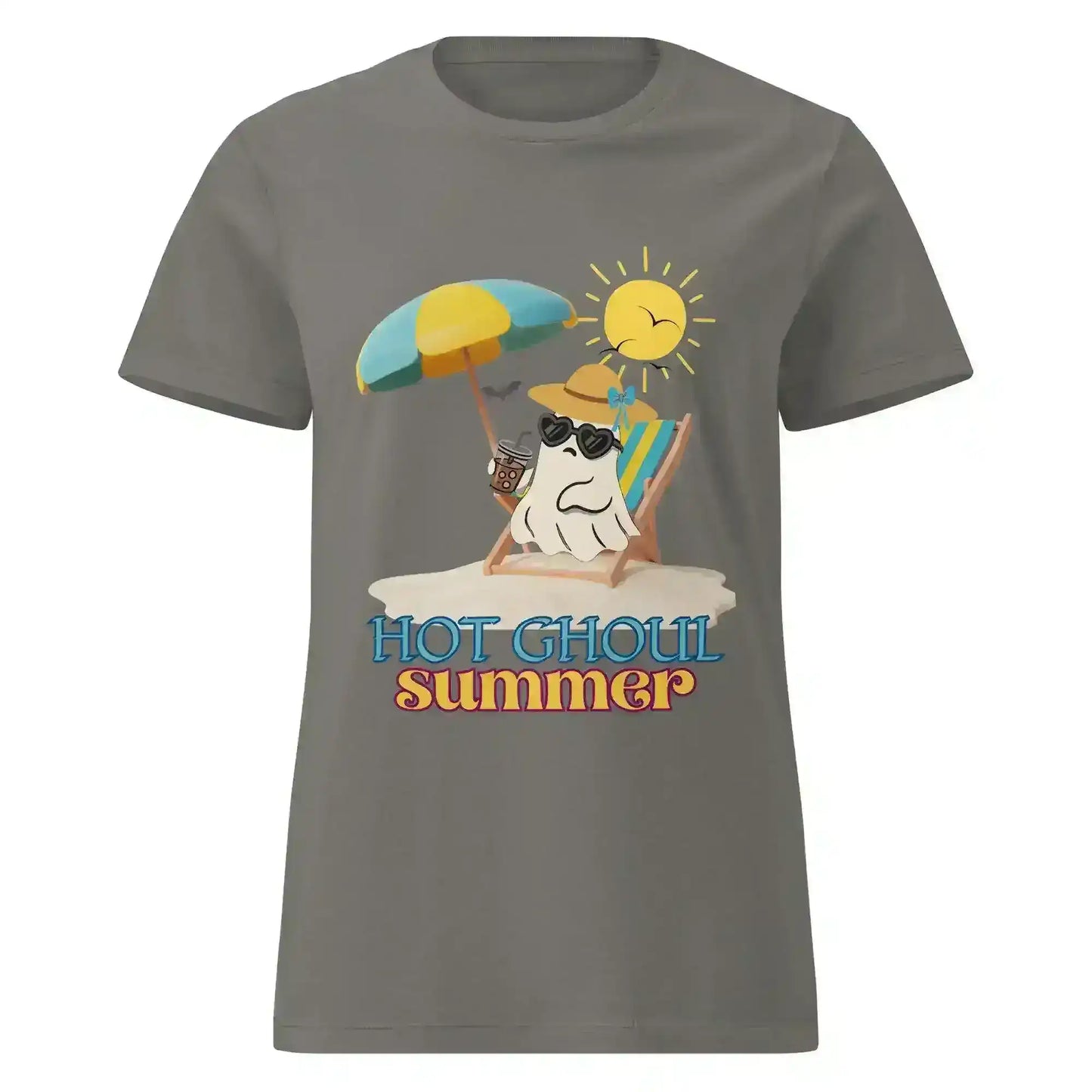 Hot Ghoul Summer Beach Ghost Humor Fitted Tee - Cady Creations