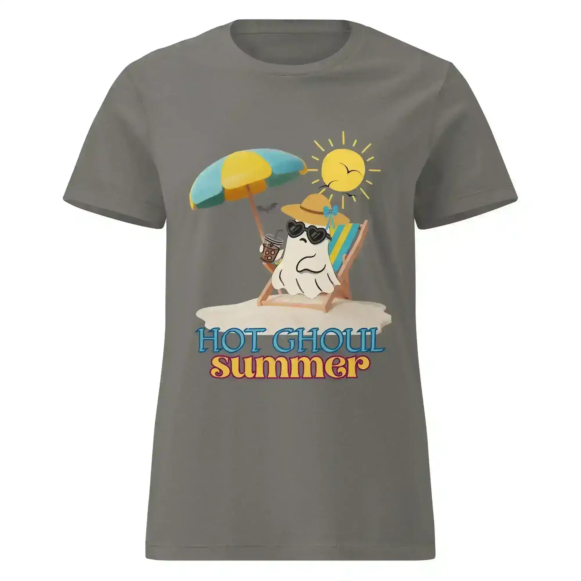 Hot Ghoul Summer Beach Ghost Humor Fitted Tee - Cady Creations