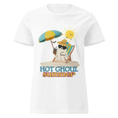 Hot Ghoul Summer Beach Ghost Humor Fitted Tee - Cady Creations
