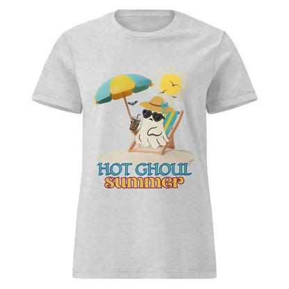 Hot Ghoul Summer Beach Ghost Humor Fitted Tee - Cady Creations