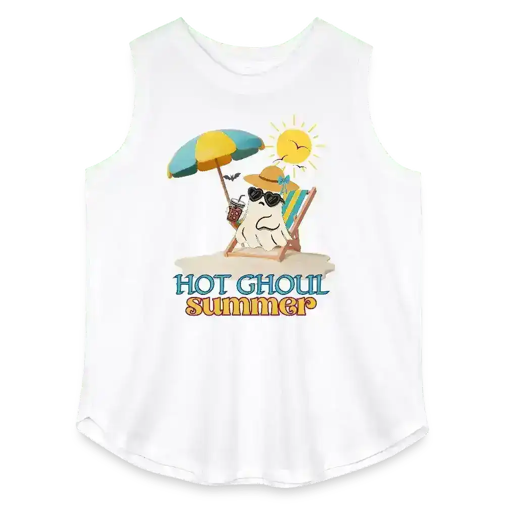 Hot Ghoul Summer Beach Ghost Humor Women's Curvy Relaxed Tank Top - Cady Creations