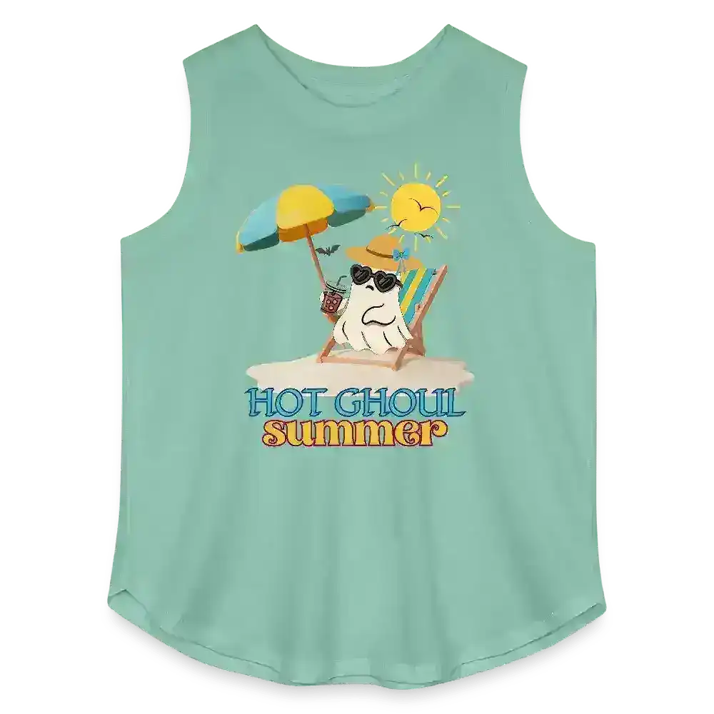 Hot Ghoul Summer Beach Ghost Humor Women's Curvy Relaxed Tank Top - Cady Creations